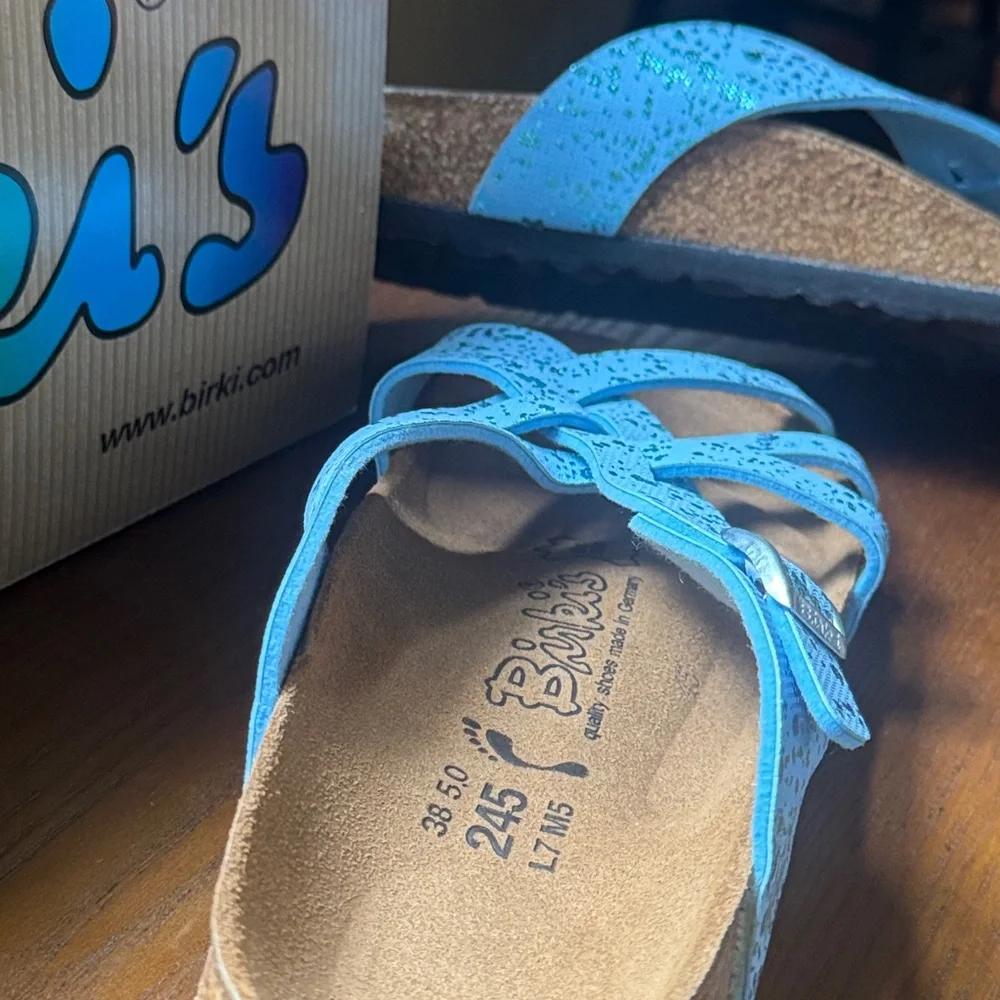 NEW Rare Birki's Mahe Glitter birko flor sandal. New w Box.Unique strappy sandal - Picture 3 of 4